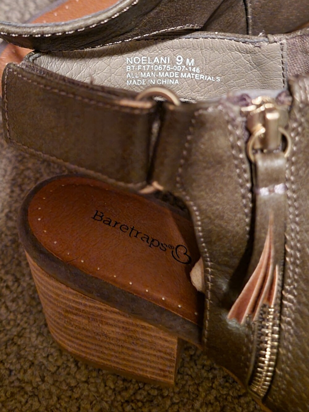BareTraps Taupe Block Heel Sandal with Tassel Accent
